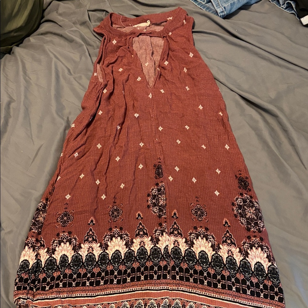 Bohemian Sleeveless Dress in Merlot and Black